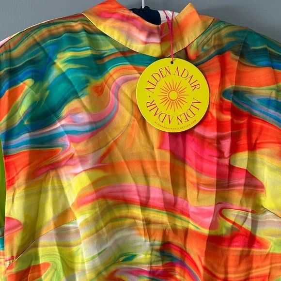 NWT Alden Adair - Psychedelic Colorful Sleeveless Silk Maxi Dress - Picture 2 of 6